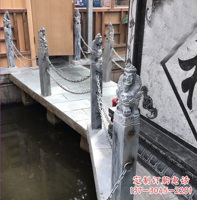 宁波典雅传统的仿古胡人拴马石栏杆雕塑