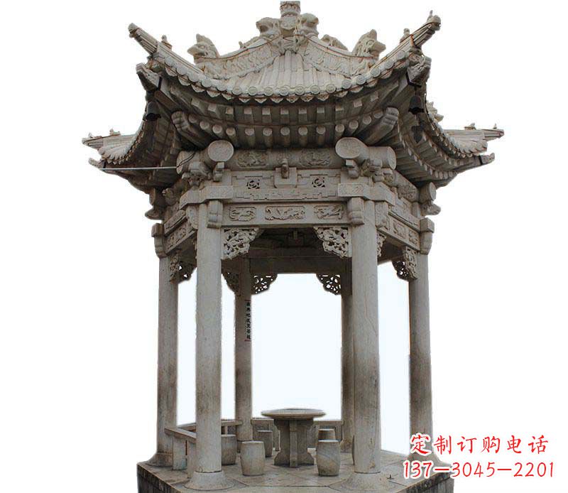 宁波精美仿古六角凉亭石雕