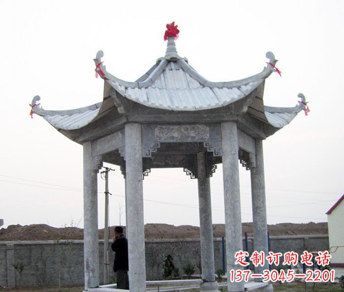 宁波仿古六角石凉亭雕塑