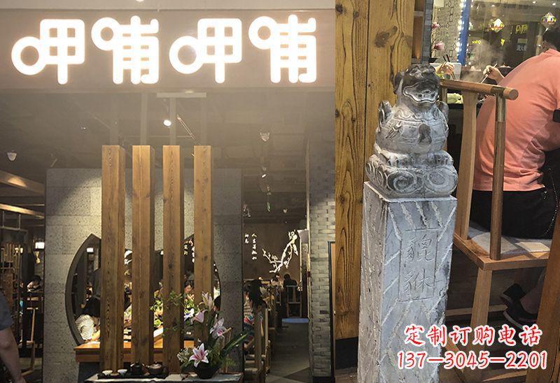 宁波仿古貔貅马柱拴马石雕