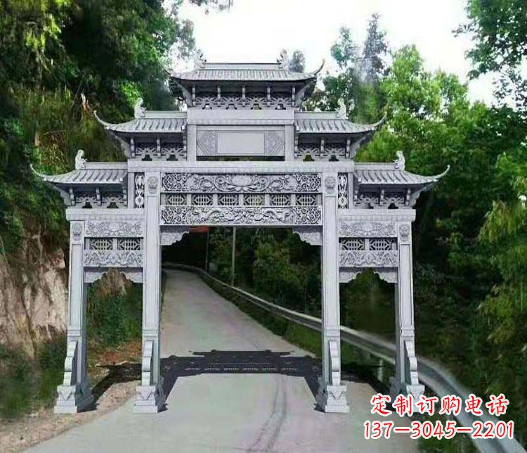 宁波仿古三门牌坊石雕