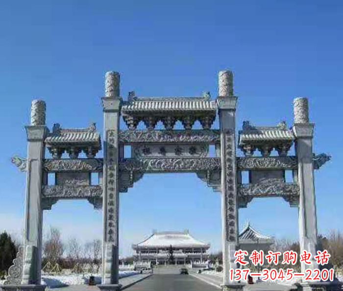 宁波领雕仿古三门石牌坊