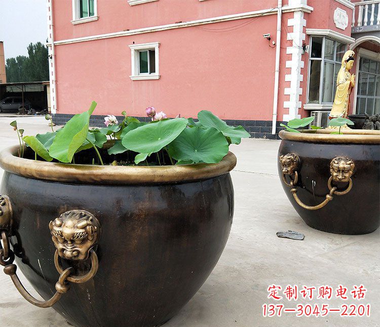 宁波精美铜雕狮子头水缸