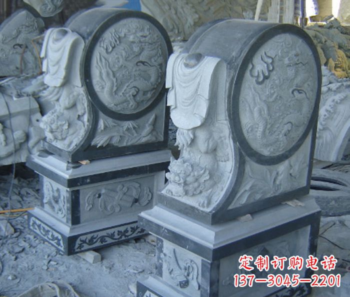宁波仿古石门墩招财抱鼓石雕塑