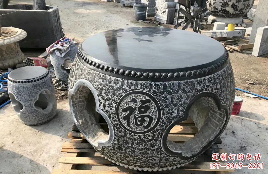 宁波中领雕塑 | 精美仿古石桌凳雕塑