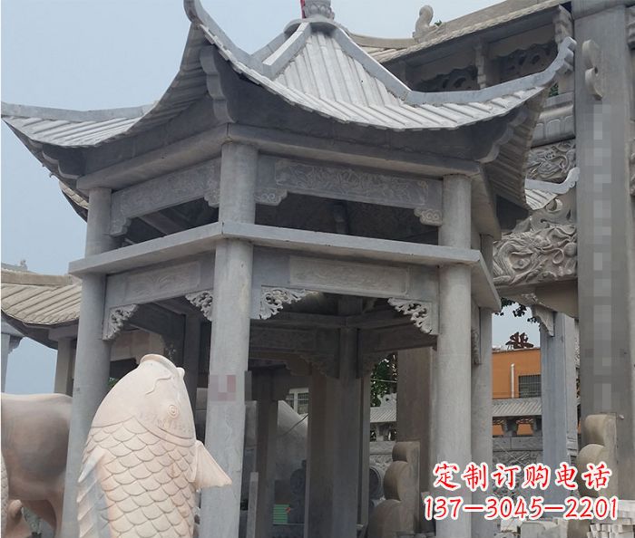 宁波精美仿古双层石雕凉亭