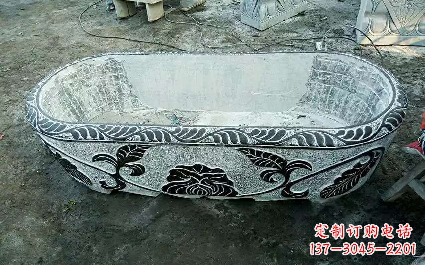 宁波风格独特的仿古石头水缸雕塑