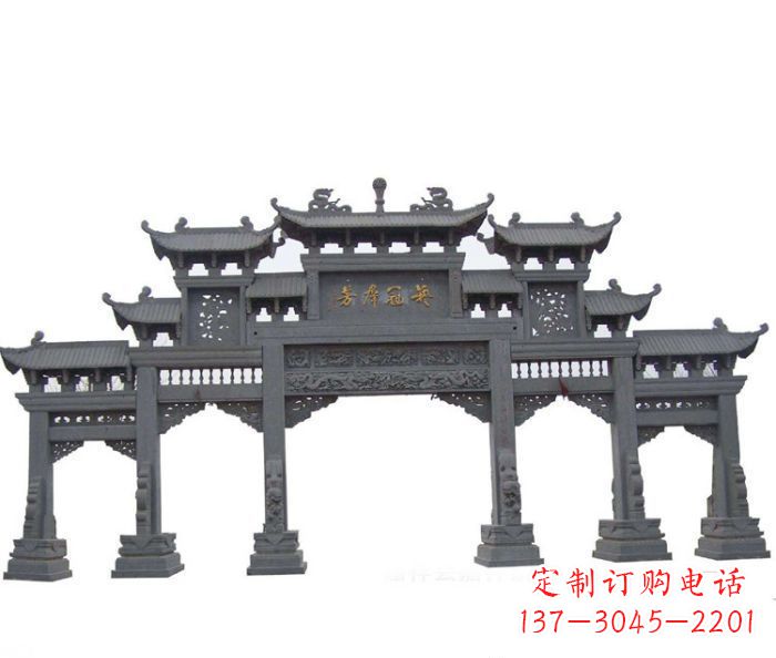 宁波仿古五门牌坊石雕