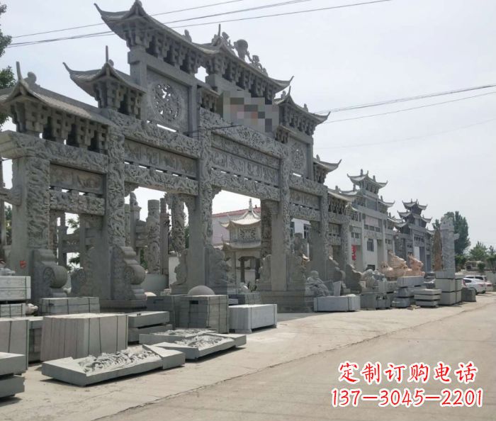 宁波仿古五门石雕牌坊