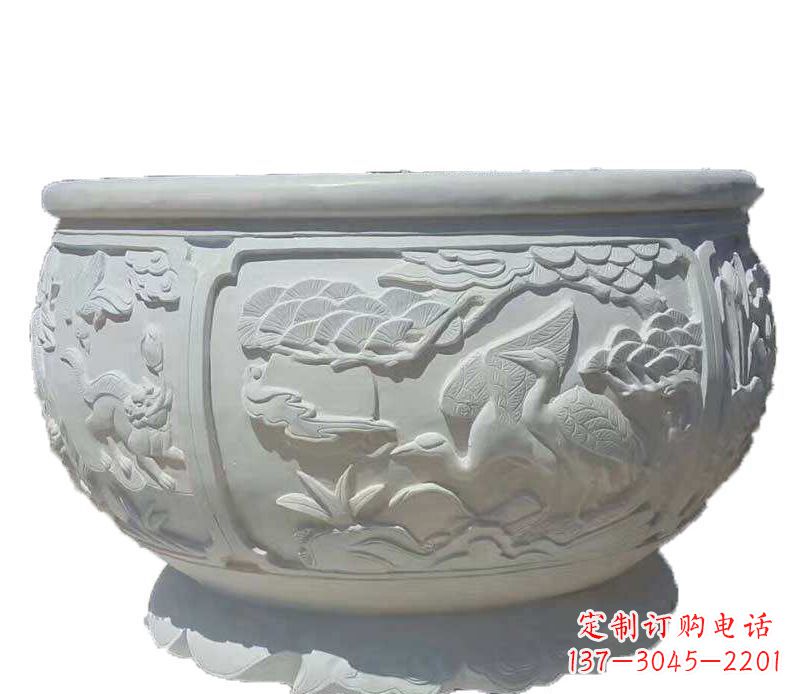 宁波精美仿古鱼缸石雕花盆雕塑