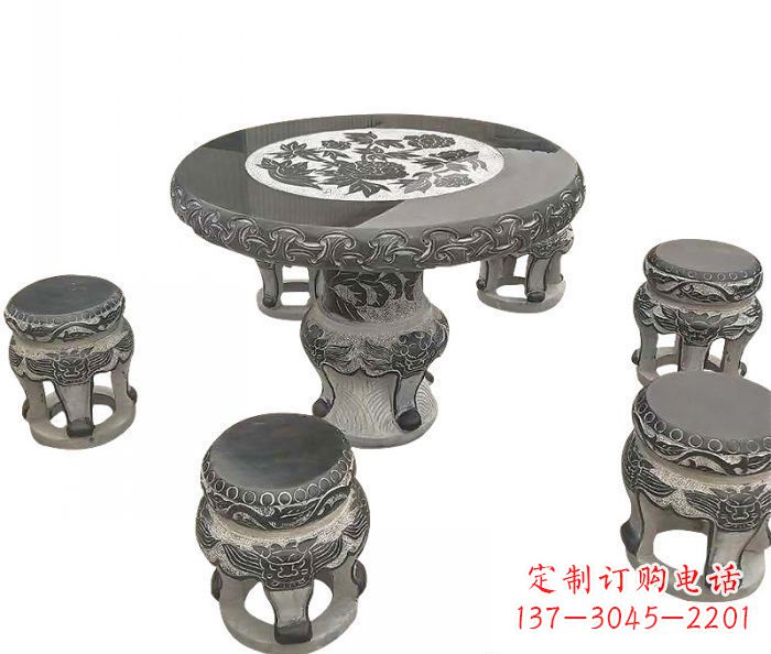 宁波仿古圆形石桌凳雕塑