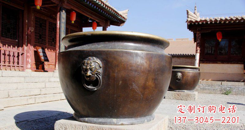 宁波精美铜制仿古水缸雕塑
