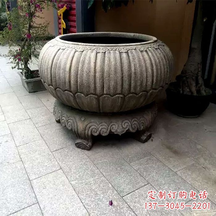 宁波精美仿古石雕花盆雕塑