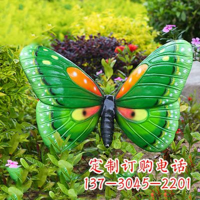 宁波精致魅力的绿色蝴蝶雕塑