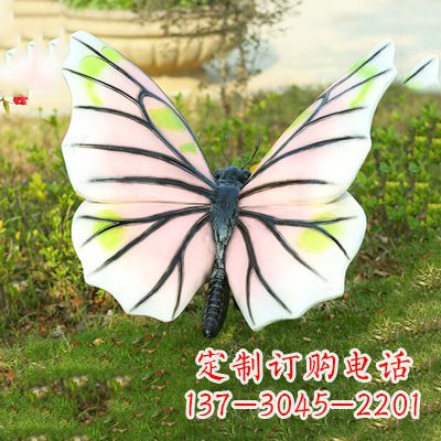 宁波浅粉白色仿真蝴蝶雕塑