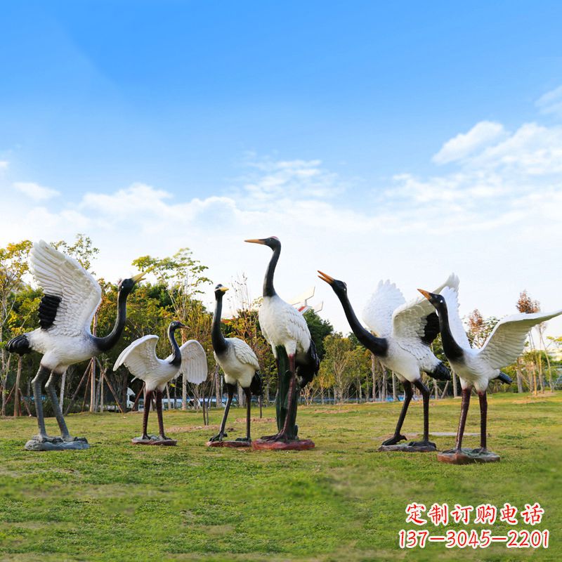 宁波雕刻传统文化,精美仙鹤雕塑