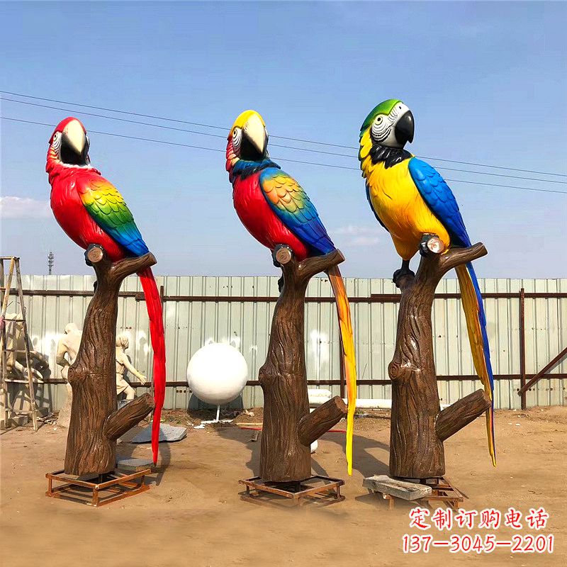 宁波仿真鹦鹉玻璃钢景观雕塑