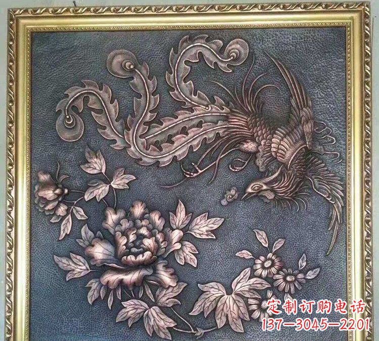宁波凤凰牡丹铜浮雕