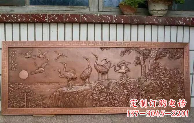 宁波富贵仙鹤浮雕锻铜雕塑