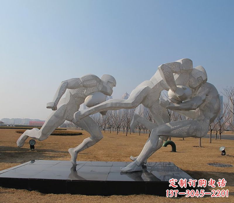 宁波不锈钢橄榄球体育雕塑