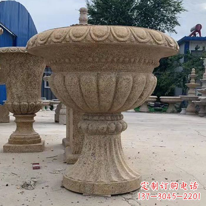 宁波优雅高墩欧式石雕花盆