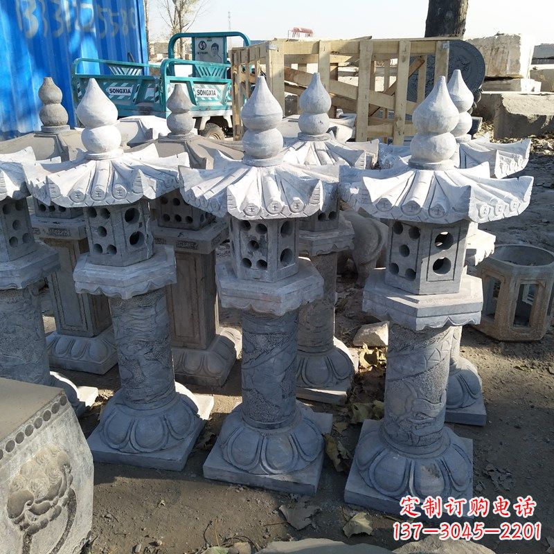 宁波高墩青石中式灯笼雕塑