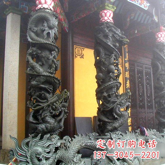 宁波高浮雕龙柱铜雕塑