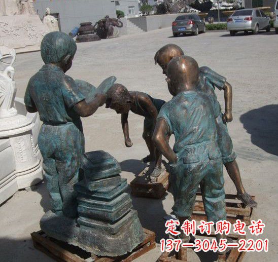 宁波童话般的梦幻小孩铜雕塑
