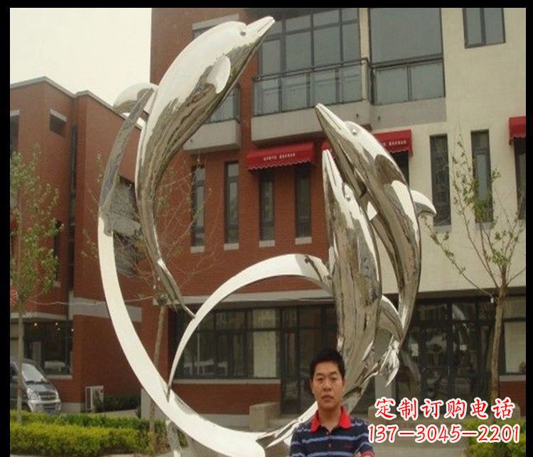 宁波精细不锈钢海豚雕塑