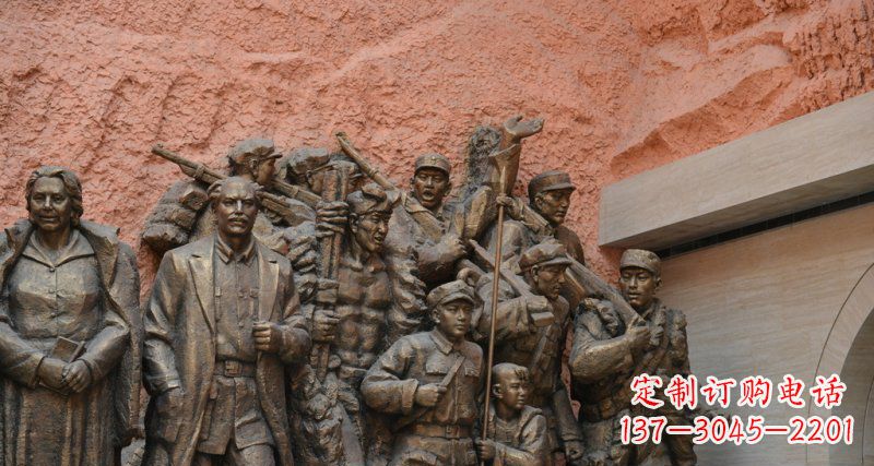 宁波公园白求恩与八路军景观铜雕