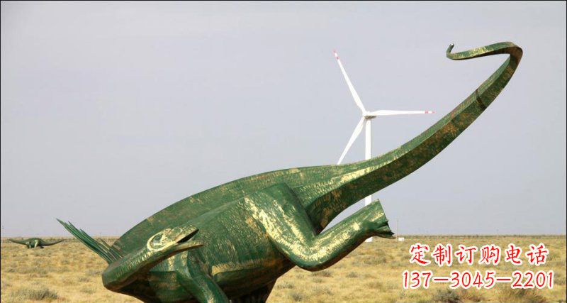 宁波公园奔跑的恐龙动物铜雕