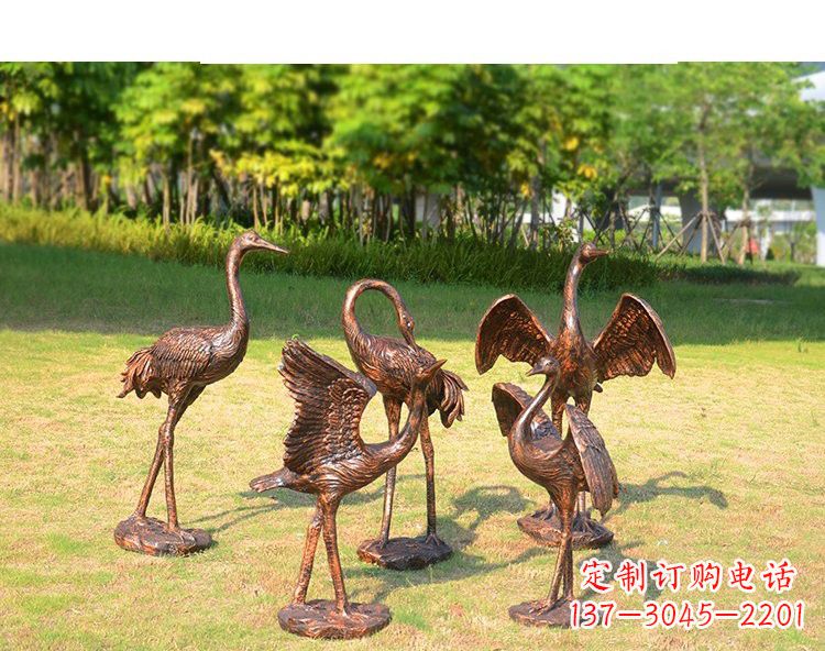 宁波仿铜钢玻璃摇头仙鹤雕塑