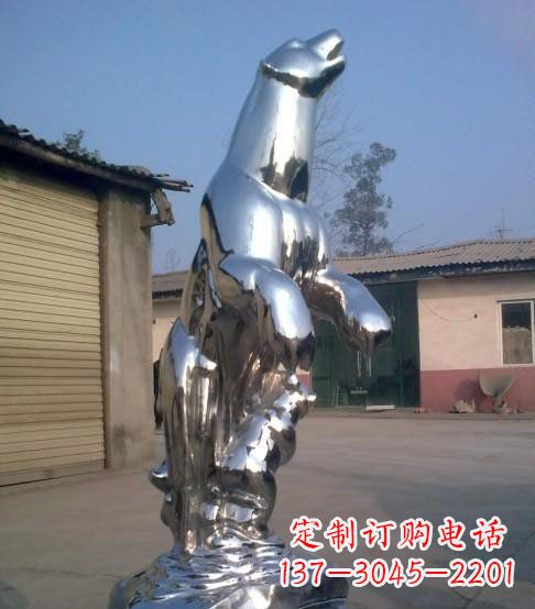 宁波公园不锈钢抽象北极熊动物雕塑