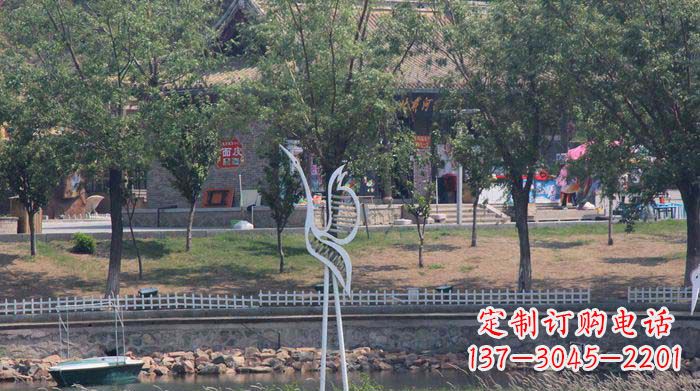 宁波融合瑞雪灵羽,灵灯晶莹不锈钢仙鹤雕塑