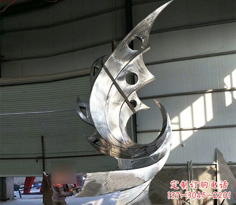 宁波公园不锈钢抽象凤凰景观雕塑 (3)