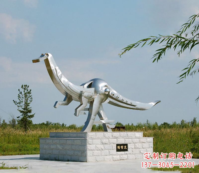 宁波特大不锈钢抽象恐龙雕塑