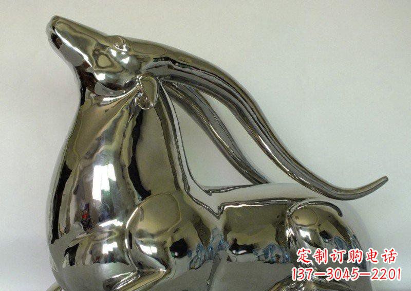 宁波中领雕塑定制公园装饰不锈钢羚羊雕塑