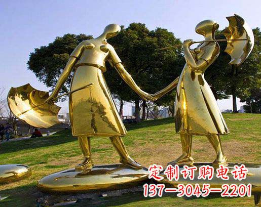 宁波长伴相守,情缘两生——不锈钢抽象情侣雕塑