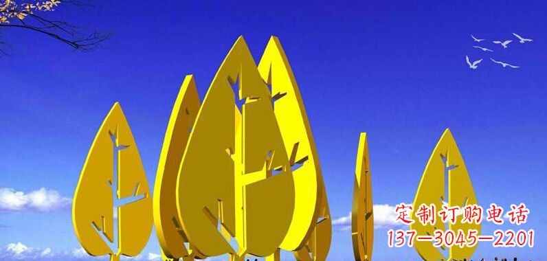 宁波抽象不锈钢树叶雕塑