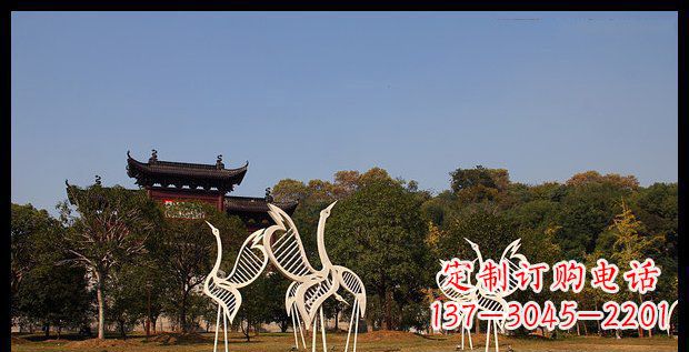 宁波中领雕塑的精美不锈钢仙鹤雕塑