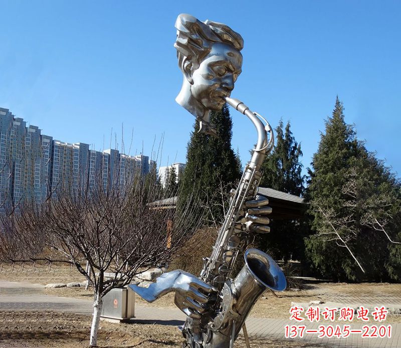 宁波纪念性不锈钢萨克斯头像雕塑