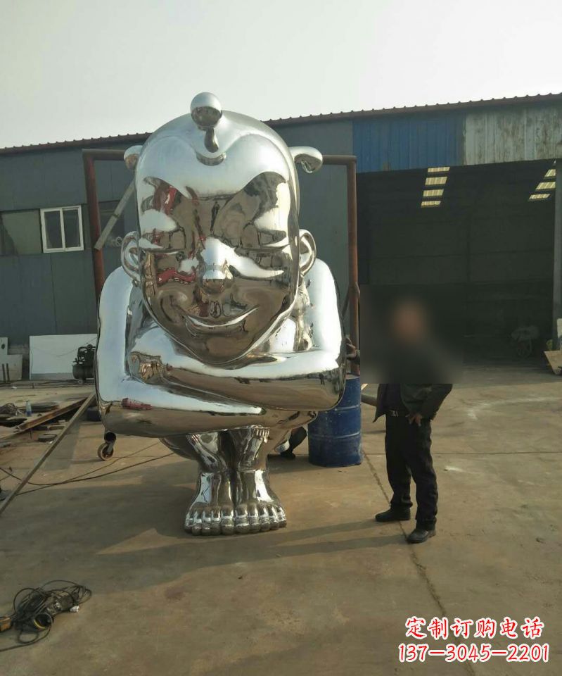 宁波大型不锈钢蹲着的儿童雕塑