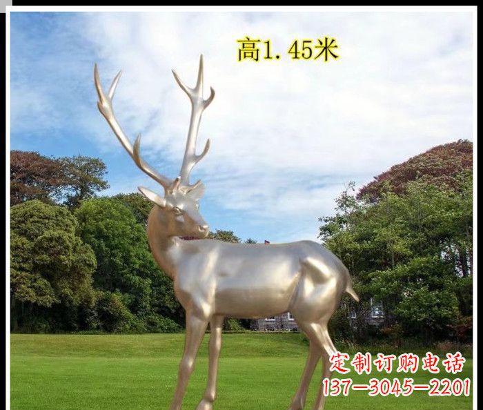 宁波公园不锈钢动物鹿雕塑1