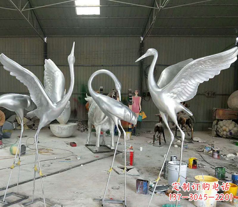 宁波艺术雕刻仙鹤不锈钢雕塑