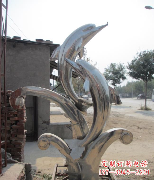 宁波倾情展示——室外可靠不锈钢海豚雕塑