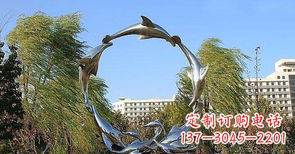 宁波华丽精致的不锈钢海豚雕塑