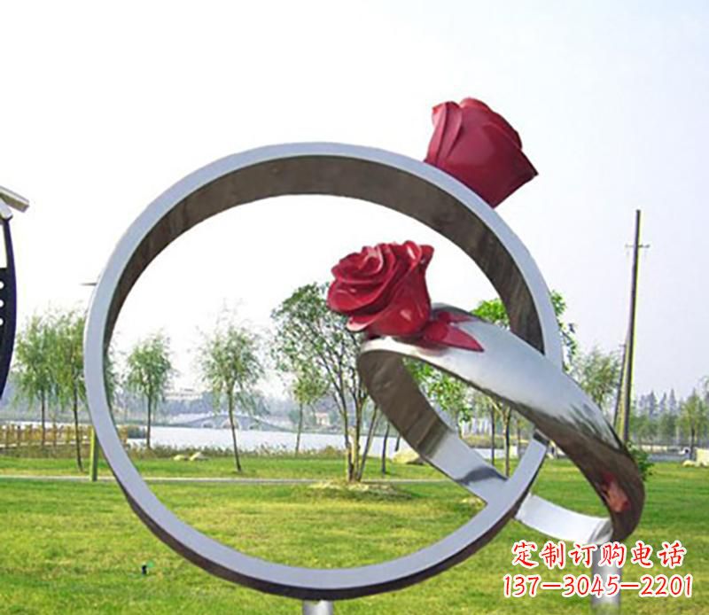 宁波不锈钢景观婚戒雕塑