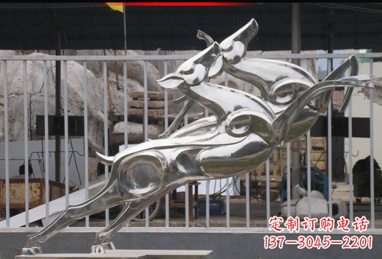 宁波梅花鹿不锈钢高光大型雕塑