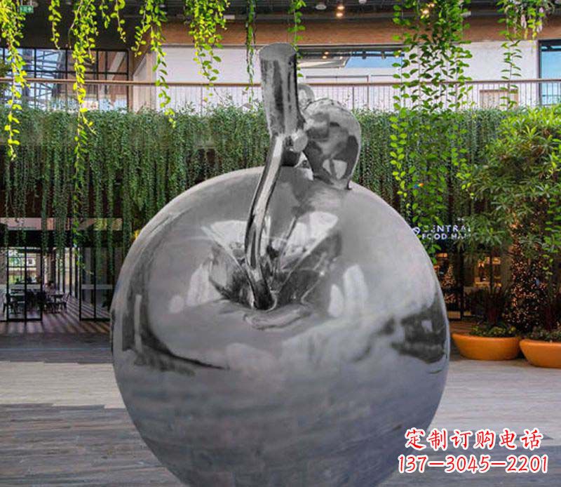 宁波公园时尚不锈钢镜面苹果雕塑