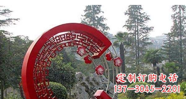 宁波灵动奔放的不锈钢和梅花圆环雕塑